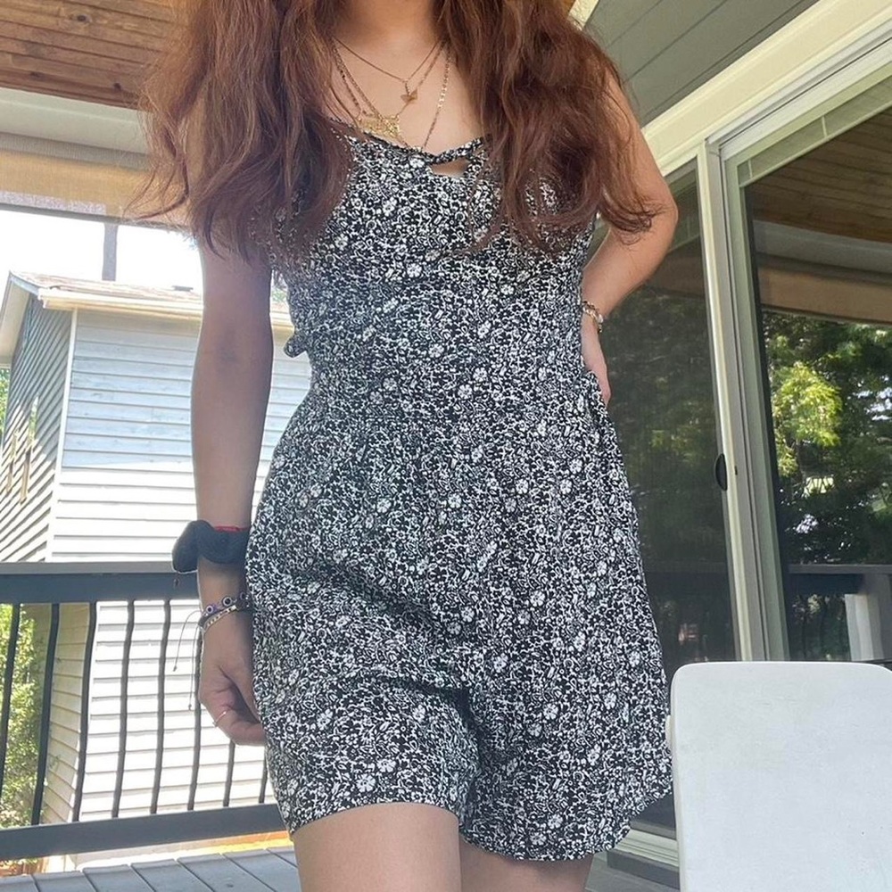 Hollister B&W Floral Print Romper